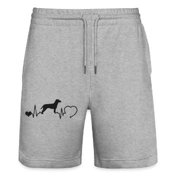 Jack Russell Terrier mit Herzschlag - Stanley/Stella Unisex Bio Joggingshorts Trainer  - Grau meliert - Vorne - Nik (191cm) & Marisol (170cm)
