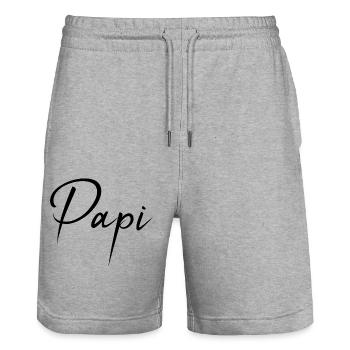 FATHER's DAY. HAPPY BIRTHDAY DAD. DAD. HAPPY BIRTHDAY - Stanley/Stella Trainer Unisex Organic Jogging Shorts - heather grey - Front - Nik (191cm) & Marisol (170cm)