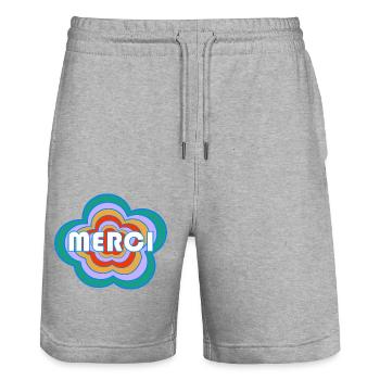 MERCI. MAÎTRESSE. MAÎTRE. MERCI MAÎTRESSE - Short de jogging bio TRAINER Stanley/Stella unisexe - gris chiné - Devant - Nik (191cm) & Marisol (170cm)