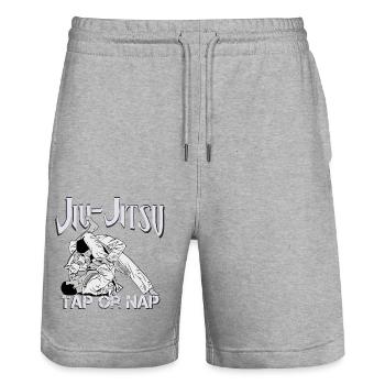 Jujitsu - Short de jogging bio TRAINER Stanley/Stella unisexe - gris chiné - Devant - Nik (191cm) & Marisol (170cm)
