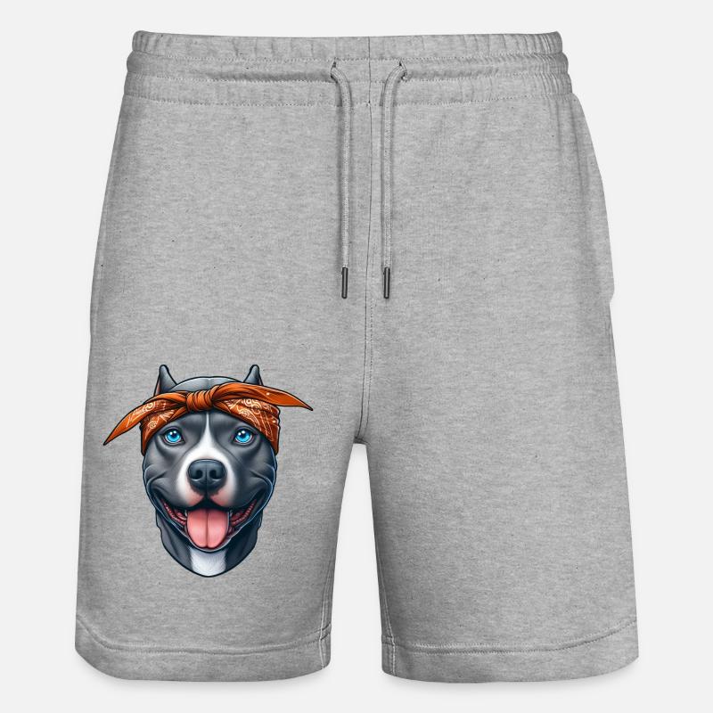 Pitbull chiot dessin animé - Short de jogging bio TRAINER Stanley/Stella unisexe - gris chiné