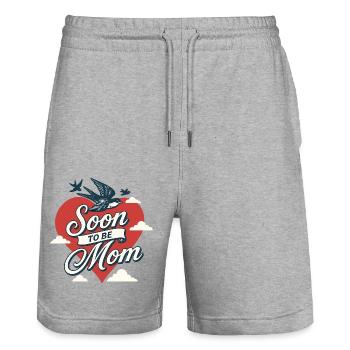 Soon To Be Mom - Stanley/Stella Unisex Bio Joggingshorts Trainer  - Grau meliert - Vorne - Nik (191cm) & Marisol (170cm)