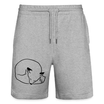 Fuchs schlafend: Niedlich, Kawaii & Comic Stil - Stanley/Stella Unisex Bio Joggingshorts Trainer  - Grau meliert - Vorne - Nik (191cm) & Marisol (170cm)