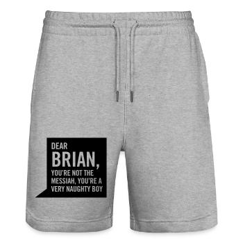 Dear Brian... - Stanley/Stella Trainer Unisex Organic Jogging Shorts - heather grey - Front - Nik (191cm) & Marisol (170cm)