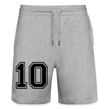 10 - Stanley/Stella Unisex Bio Joggingshorts Trainer  - Grau meliert - Vorne - Nik (191cm) & Marisol (170cm)