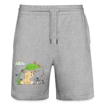Bärchen im Regen - Stanley/Stella Unisex Bio Joggingshorts Trainer  - Grau meliert - Vorne - Nik (191cm) & Marisol (170cm)
