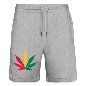weed rasta - Stanley/Stella Trainer Unisex Organic Jogging Shorts - heather grey - Front - Nik (191cm) & Marisol (170cm)