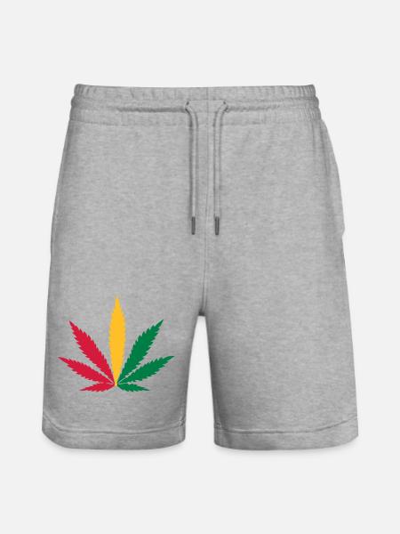 weed rasta - Stanley/Stella Trainer Unisex Organic Jogging Shorts - heather grey
