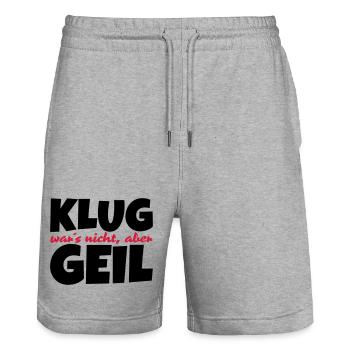 Klug wars nicht aber geil Spruch - Stanley/Stella Unisex Bio Joggingshorts Trainer  - Grau meliert - Vorne - Nik (191cm) & Marisol (170cm)
