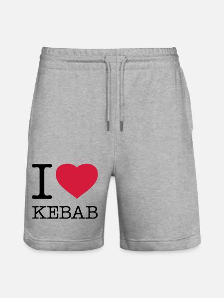 I LOVE KEBAB - Stanley/Stella Trainer Unisex Organic Jogging Shorts - heather grey