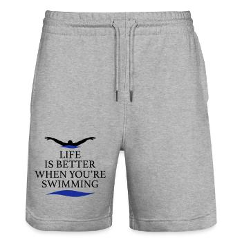 Schwimmen - Stanley/Stella Unisex Bio Joggingshorts Trainer  - Grau meliert - Vorne - Nik (191cm) & Marisol (170cm)