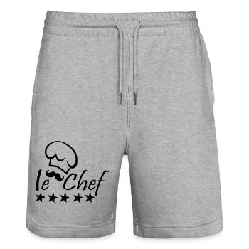 Le Chef - Stanley/Stella Trainer Unisex Organic Jogging Shorts - heather grey - Front - Nik (191cm) & Marisol (170cm)