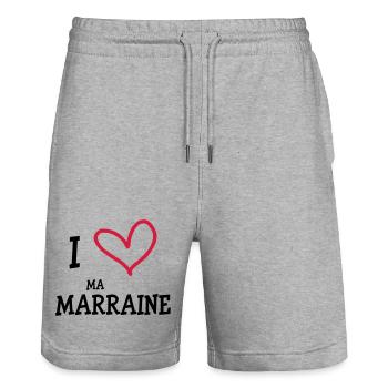 Ich liebe meine Patin - Stanley/Stella Unisex Bio Joggingshorts Trainer  - Grau meliert - Vorne - Nik (191cm) & Marisol (170cm)