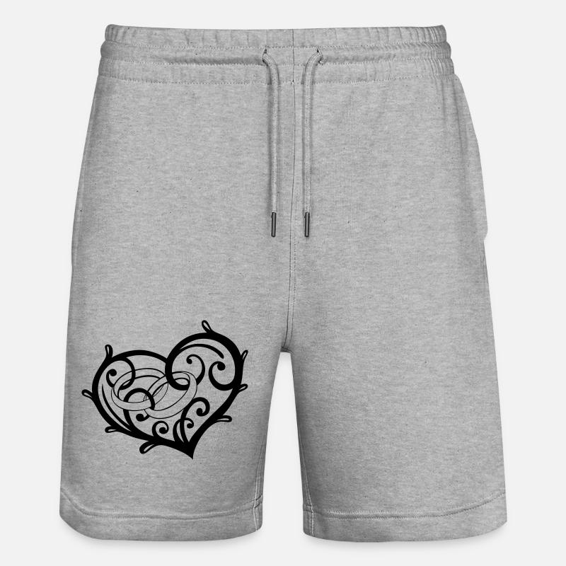 Cuore con anelli, matrimonio, nozze - Pantaloncini da jogger ecologici unisex Trainer di Stanley/Stella - grigio melange