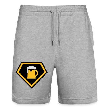 Super Drinking Team - Stanley/Stella Trainer Unisex Organic Jogging Shorts - heather grey - Front - Nik (191cm) & Marisol (170cm)