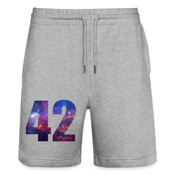 42 - Stanley/Stella Trainer Unisex Organic Jogging Shorts - heather grey - Front - Nik (191cm) & Marisol (170cm)