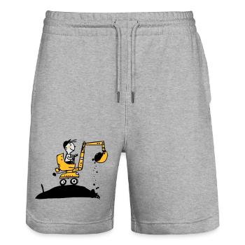 Bagger im Retro Stil - Stanley/Stella Unisex Bio Joggingshorts Trainer  - Grau meliert - Vorne - Nik (191cm) & Marisol (170cm)