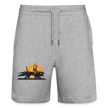 Jet Tomcat - Stanley/Stella Unisex Bio Joggingshorts Trainer  - Grau meliert - Vorne - Nik (191cm) & Marisol (170cm)
