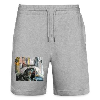 Venise - Short de jogging bio TRAINER Stanley/Stella unisexe - gris chiné - Devant - Nik (191cm) & Marisol (170cm)