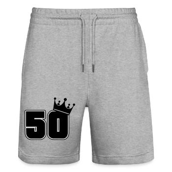 50 - Stanley/Stella Unisex Bio Joggingshorts Trainer  - Grau meliert - Vorne - Nik (191cm) & Marisol (170cm)