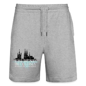UBI BENE IBI COLONIA Köln Rhein Skyline Spruch - Stanley/Stella Unisex Bio Joggingshorts Trainer  - Grau meliert - Vorne - Nik (191cm) & Marisol (170cm)