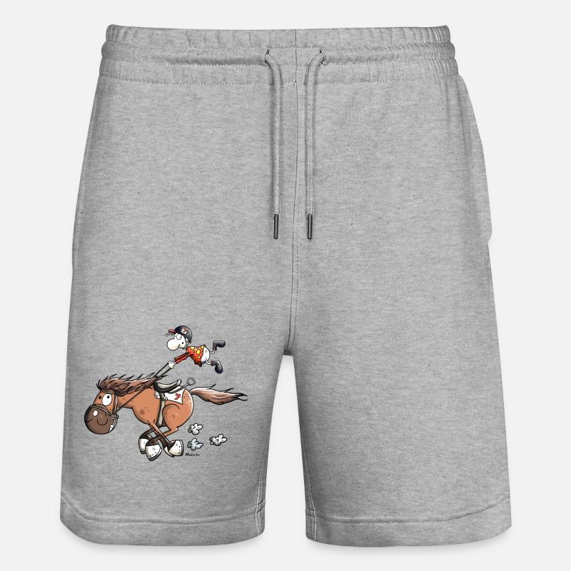 Rasendes Rennpferd - Stanley/Stella Unisex Bio Joggingshorts Trainer  - Grau meliert