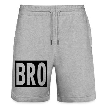 bro ami frère brother autocollant bros autocollant - Short de jogging bio TRAINER Stanley/Stella unisexe - gris chiné - Devant - Nik (191cm) & Marisol (170cm)