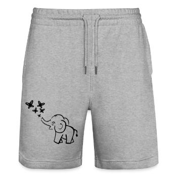 elephant - Stanley/Stella Trainer Unisex Organic Jogging Shorts - heather grey - Front - Nik (191cm) & Marisol (170cm)