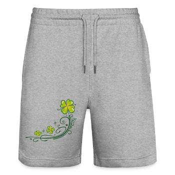 Kleeblatt Klee Silvester St Patricks Day - Stanley/Stella Unisex Bio Joggingshorts Trainer  - Grau meliert - Vorne - Nik (191cm) & Marisol (170cm)