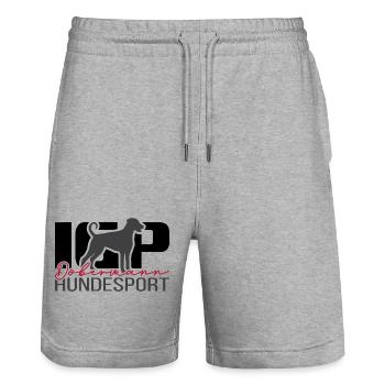 DOBERMANN IGP Hundesport Hunde Hund Wilsigns - Stanley/Stella Unisex Bio Joggingshorts Trainer  - Grau meliert - Vorne - Nik (191cm) & Marisol (170cm)