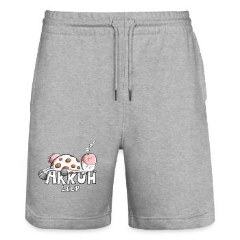 Akkuh leer I Müde Kuh Wortspiel - Stanley/Stella Unisex Bio Joggingshorts Trainer  - Grau meliert - Vorne - Nik (191cm) & Marisol (170cm)