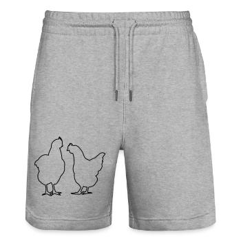 Poulets poules poulet la volaille la volaille - Short de jogging bio TRAINER Stanley/Stella unisexe - gris chiné - Devant - Nik (191cm) & Marisol (170cm)