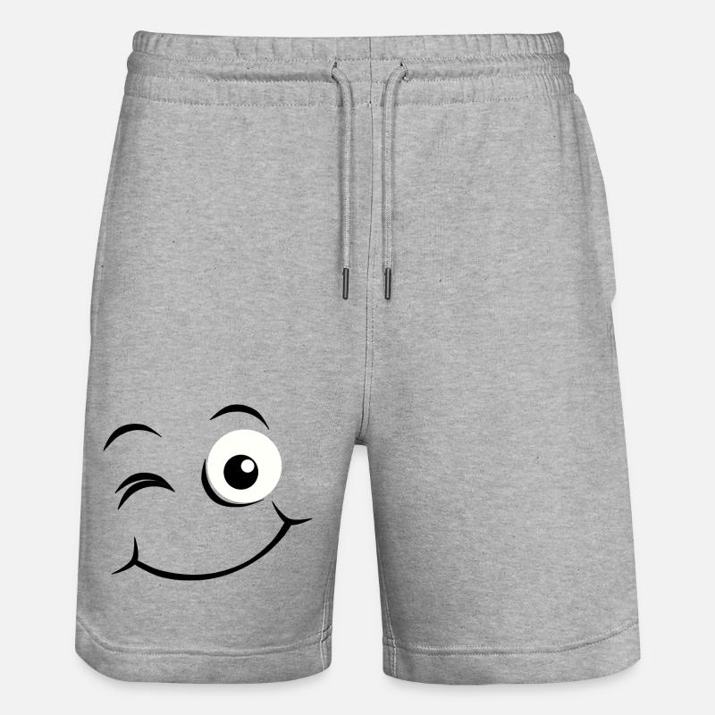 Visage heureux Émoticône - Short de jogging bio TRAINER Stanley/Stella unisexe - gris chiné