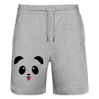 Panda face tongue - Stanley/Stella Trainer Unisex Organic Jogging Shorts - heather grey - Front - Nik (191cm) & Marisol (170cm)