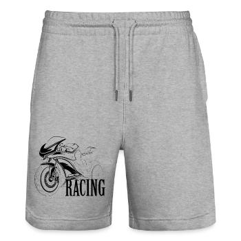 racing racebike motorbike motorcycle symbol motorcycle - Stanley/Stella Trainer Unisex Organic Jogging Shorts - heather grey - Front - Nik (191cm) & Marisol (170cm)