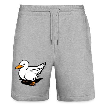 Cool Duck - Bathing Duck - Bird - Squeaky Duck - Stanley/Stella Trainer Unisex Organic Jogging Shorts - heather grey - Front - Nik (191cm) & Marisol (170cm)