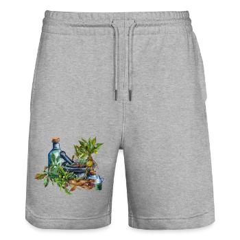 Herb Witch Utensils Fantasy Design - Stanley/Stella Trainer Unisex Organic Jogging Shorts - heather grey - Front - Nik (191cm) & Marisol (170cm)