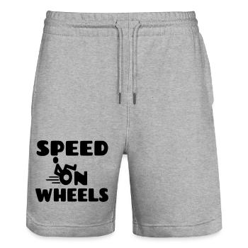 Speed on wheels, racing wheelchair users * - Stanley/Stella Trainer Unisex Organic Jogging Shorts - heather grey - Front - Nik (191cm) & Marisol (170cm)