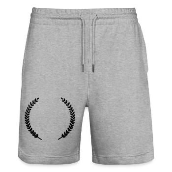 Winner wreath laurel wreath around - Stanley/Stella Trainer Unisex Organic Jogging Shorts - heather grey - Front - Nik (191cm) & Marisol (170cm)