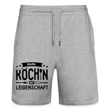 köchin mama kochen küche beste mutter mom lecker  - Stanley/Stella Unisex Bio Joggingshorts Trainer  - Grau meliert - Vorne - Nik (191cm) & Marisol (170cm)