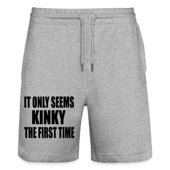 Es fühlt sich nur zum ersten Mal kinky an, fühlt sich kinky an # - Stanley/Stella Unisex Bio Joggingshorts Trainer  - Grau meliert - Vorne - Nik (191cm) & Marisol (170cm)