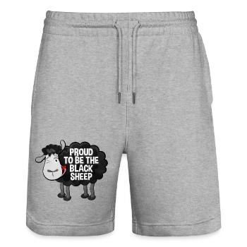 Proud To Be The Black Sheep Lustiges Schaf Spruch - Stanley/Stella Unisex Bio Joggingshorts Trainer  - Grau meliert - Vorne - Nik (191cm) & Marisol (170cm)