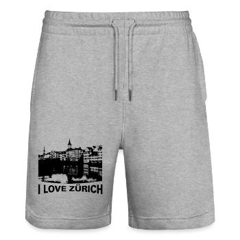 I liebe Zürich | i like zurich - Stanley/Stella Unisex Bio Joggingshorts Trainer  - Grau meliert - Vorne - Nik (191cm) & Marisol (170cm)
