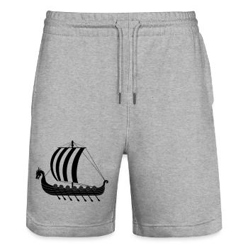 Wikinger-Drachenschiff dragar - Stanley/Stella Unisex Bio Joggingshorts Trainer  - Grau meliert - Vorne - Nik (191cm) & Marisol (170cm)