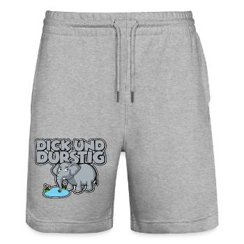 Dick und durstig - Stanley/Stella Unisex Bio Joggingshorts Trainer  - Grau meliert - Vorne - Nik (191cm) & Marisol (170cm)