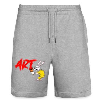 Serge le Lapin artiste - Short de jogging bio TRAINER Stanley/Stella unisexe - gris chiné - Devant - Nik (191cm) & Marisol (170cm)