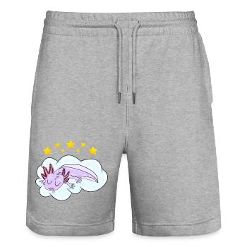 Schlafendes Oxolotl - Stanley/Stella Unisex Bio Joggingshorts Trainer  - Grau meliert - Vorne - Nik (191cm) & Marisol (170cm)
