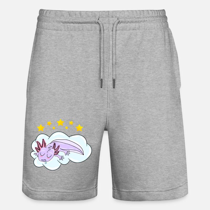Schlafendes Oxolotl - Stanley/Stella Unisex Bio Joggingshorts Trainer  - Grau meliert