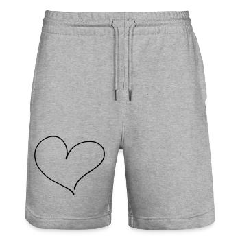 Cœur / Amour - Short de jogging bio TRAINER Stanley/Stella unisexe - gris chiné - Devant - Nik (191cm) & Marisol (170cm)