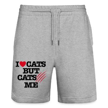 Funny veterinarian cats scratching cat, I love cats - Stanley/Stella Trainer Unisex Organic Jogging Shorts - heather grey - Front - Nik (191cm) & Marisol (170cm)